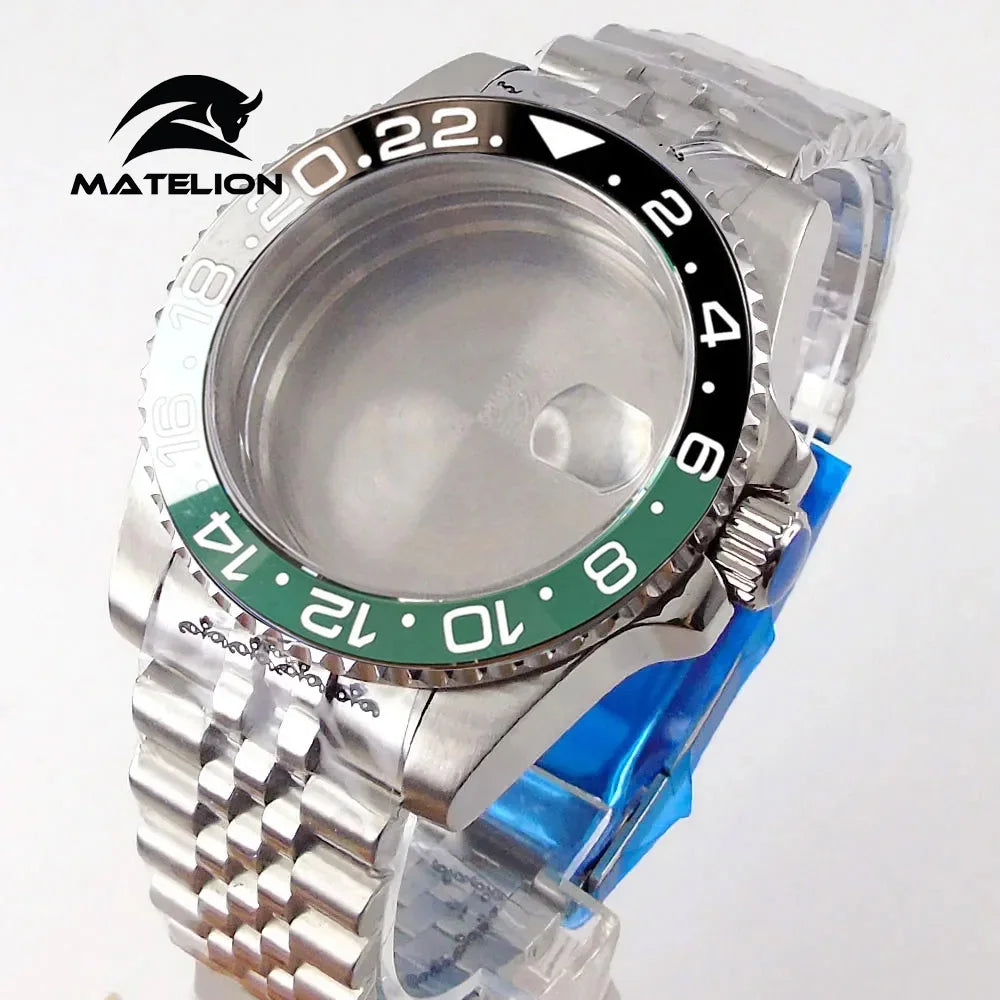 Koperta do zegarka Matelion 200M do nurkowania 40mm, pasuje do mechanizmów NH35 NH36 NH34 GMT ETA 2824 PT5000, bransoleta typu Jubilee, szkło szafirowe, zapięcie przesuwne