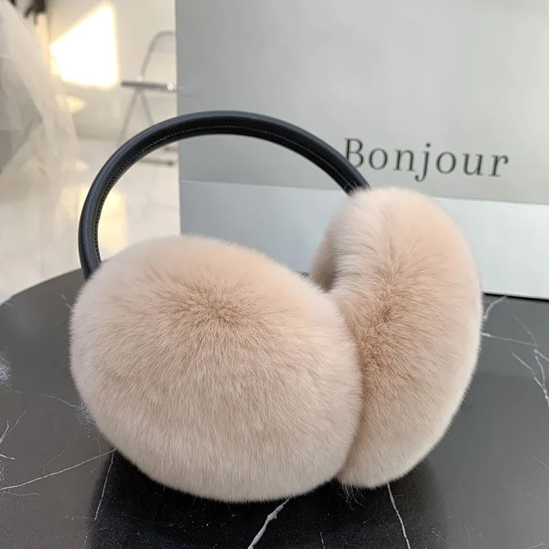 Natural 100% Rex Rabbit Fur Earmuffs Fashion Women Warm Russia Winter Real Fur Earmuffs Children Ear Cover Fur Earlap Girl