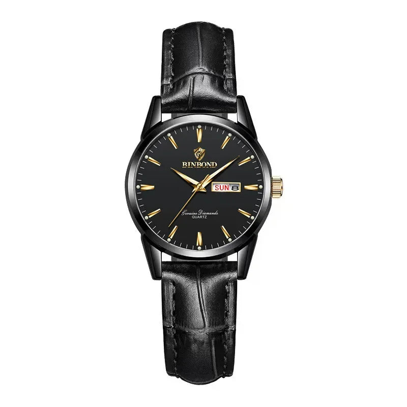 Reloj de lujo para hombre y mujer, cuarzo, correa de piel