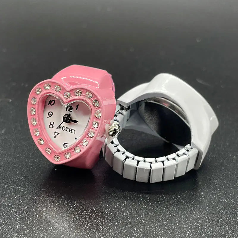 Reloj de dedo para mujer con estilo, diseño pequeño y delicado, con diamantes brillantes y moda elegante