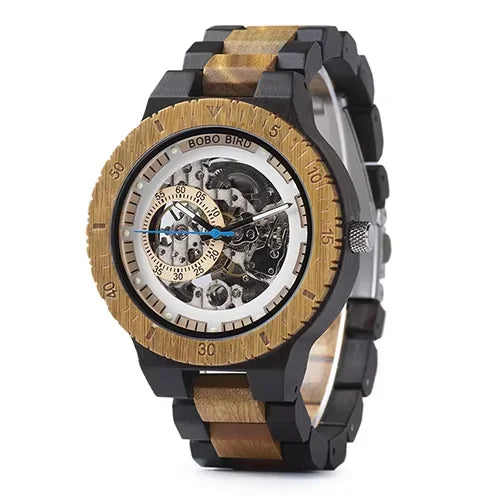 Wooden Automatic Mechanical Watch Men Wristwatch BOBO BIRD Top Fashion Luminous Hands Clock Custom Gift Box Relogio Masculino