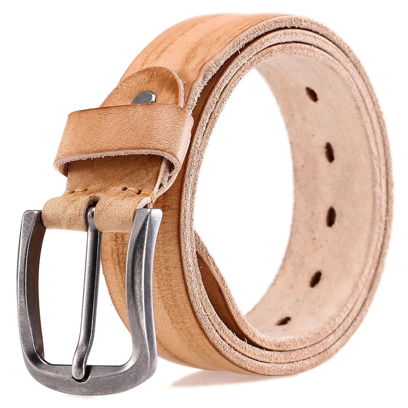 Vintage Belts for Mens Luxury 100% Real Full Grain Genuine Leather 2020 Jeans Cowboy Casual 3.8 Cm Gray 125cm 130
