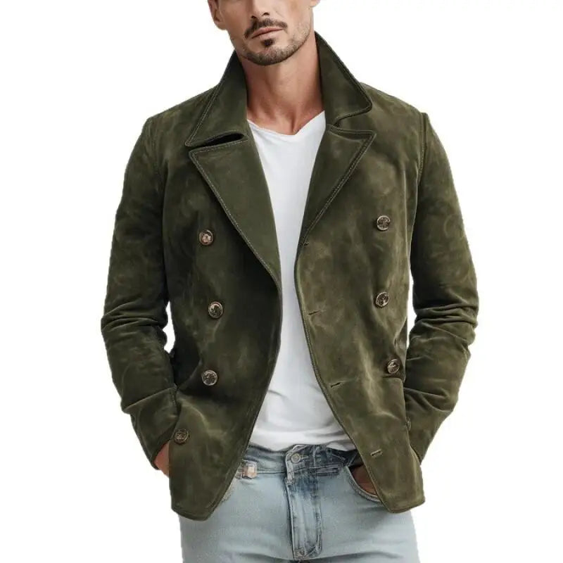 2026 Spring Autumn Fashion Vintage Jackets Men Solid Casual Turn Down Collar Retro Outwear Coats Male Daily Loose Blazer Jacket