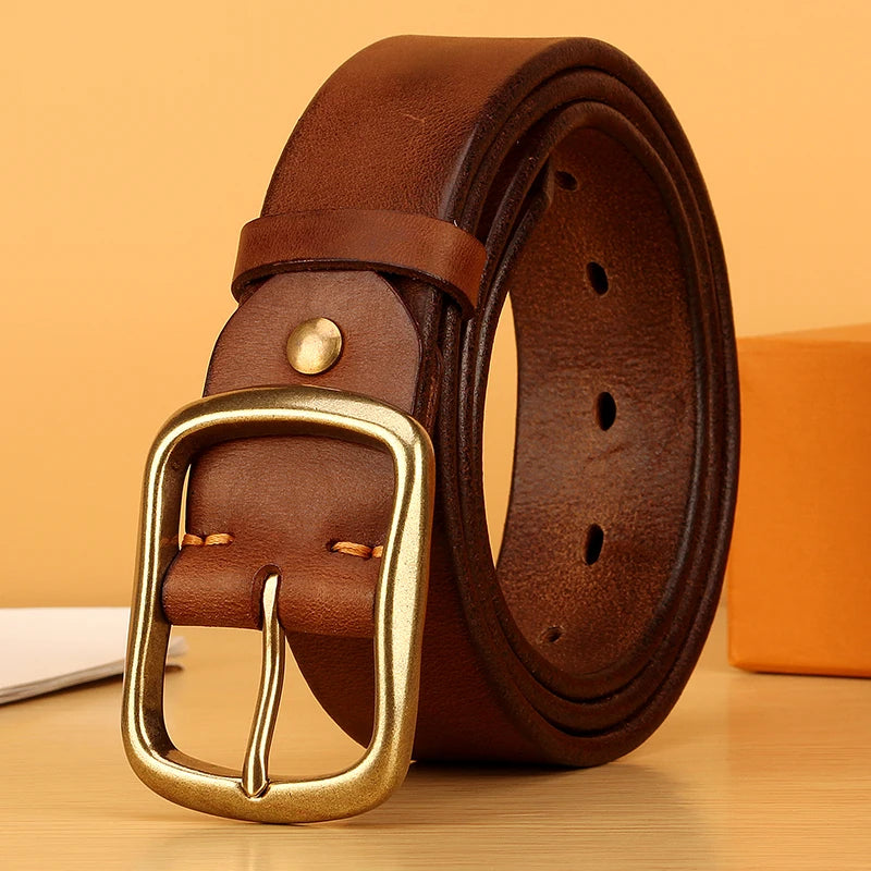 Full Grain Leather Belt for Men100% Italian Real Solid Leather Casual Jeans Belt 5mm Thick Men's Heavy Duty Work Belt
