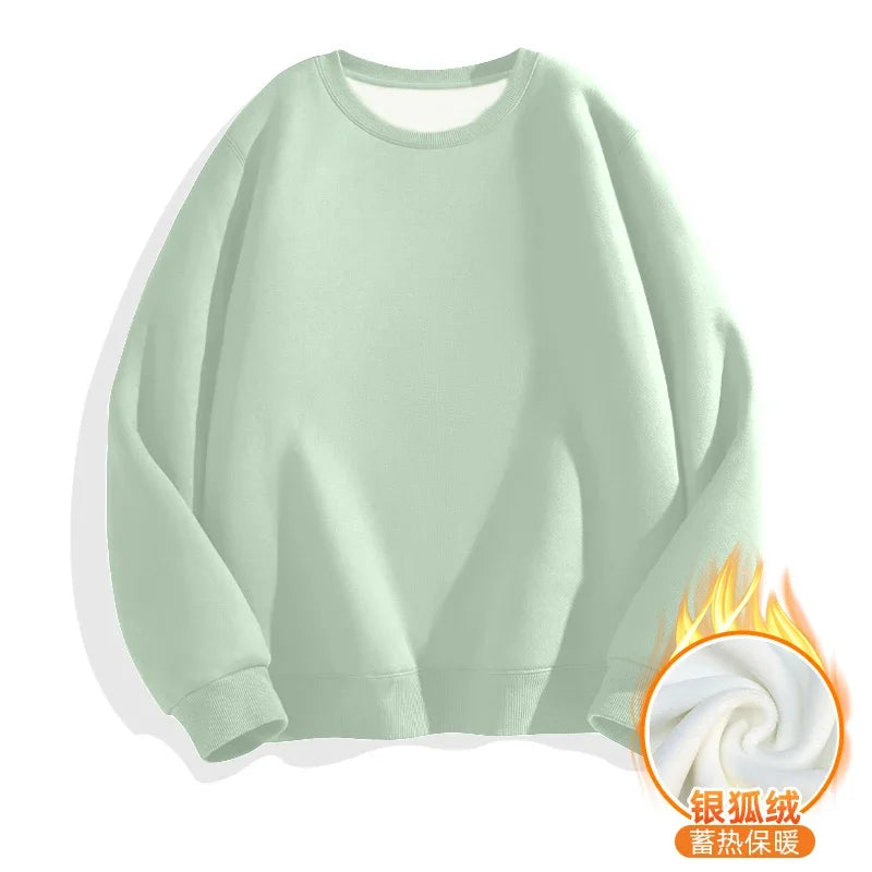 LEGIBLE Autumn Winter Woman's Hoodies Oversize Female Loose Solid Thicken Fleece Warm Women Sweatshirts Lady