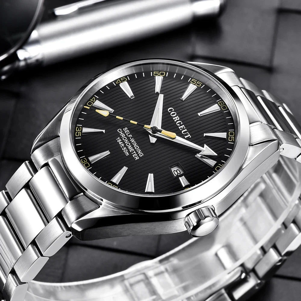 Custom Logo NH35 Automatic Mechanical Watch Male Watches Sapphire 41mm Men Stainless Steel Wristwatch Calendar Clock Date