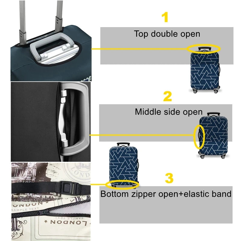 Thick Elastic World Map Luggage Protective Cover Zipper Suit for 18-32 Inch Bag Suitcase Covers Trolley Cover Travel Accessories