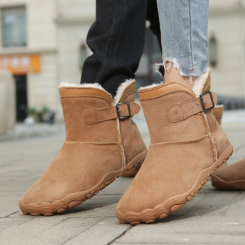 Vinterbarfotakängor för män ankelkängor plysch varma snöskor halkfria vardagssneakers varma skor för män och kvinnor bomullsskor för par