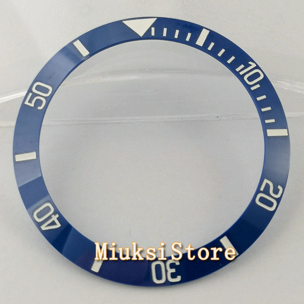 Inserto de bisel de cerámica negro, azul, blanco y verde de 38 mm para reloj automático para hombre Submariner de 40 mm