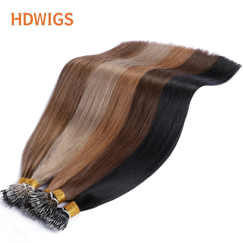 Nanoring Hair Extension Straight High Quality Real Human Hair Extensions for Women Micro Ring Link Hair Extensions Human Hair