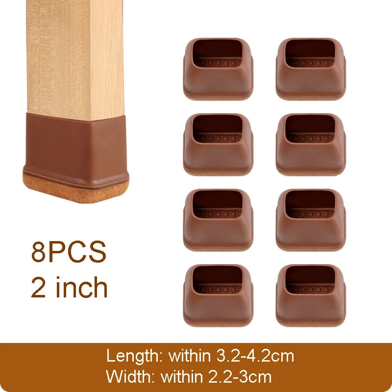 8PCS Chair Leg Foot Cushion Protective Rectangle Furniture Rubber Feet Pads Table Chair Leg Foot End Caps Foot Covers Protectors