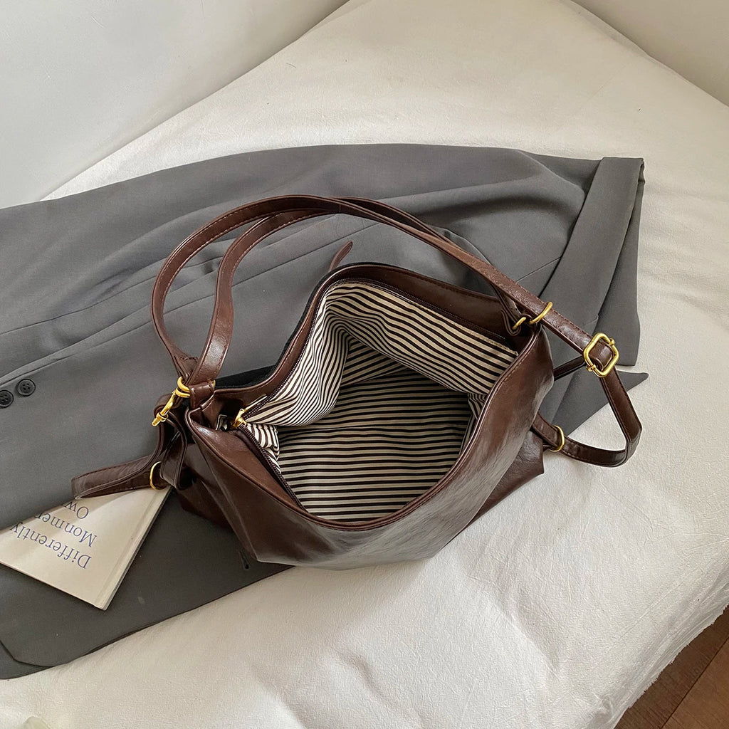 LEFTSIDE PU Suede Hobo Shoulder Bag for Women with Zipper Closure