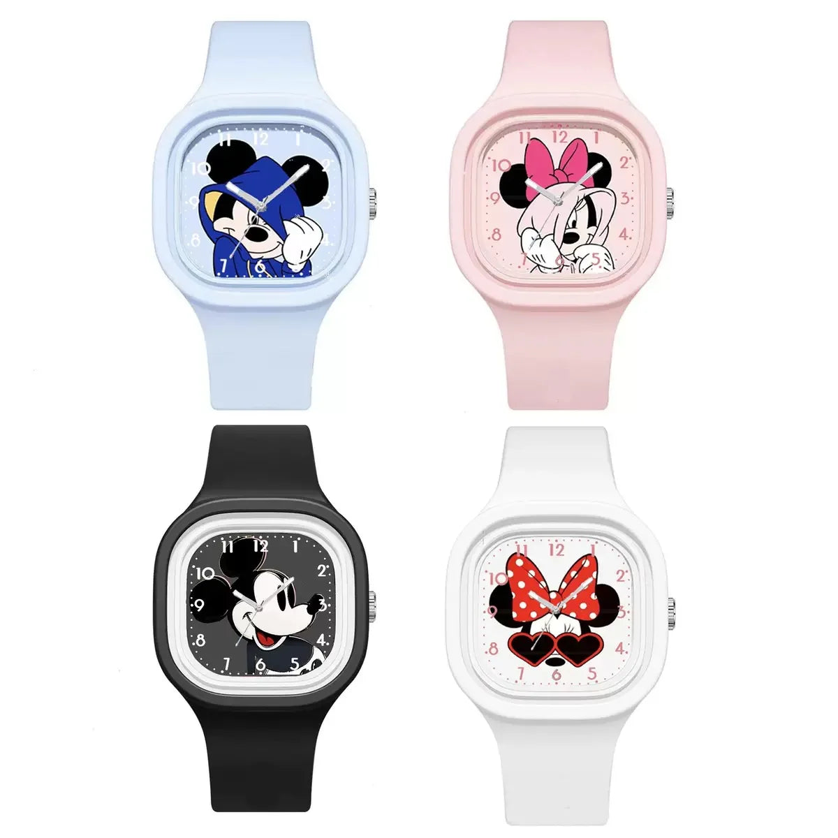 Relojes infantiles de Mickey y Minnie Mouse para niño y niña, lindos relojes de moda con dibujos animados para estudiantes de primaria, regalo de cumpleaños