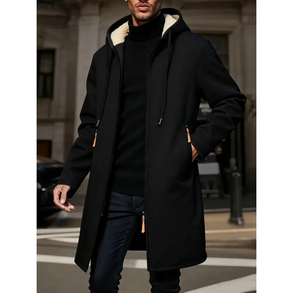 Chaqueta cortavientos con cremallera y forro polar para hombre, abrigo cálido de invierno