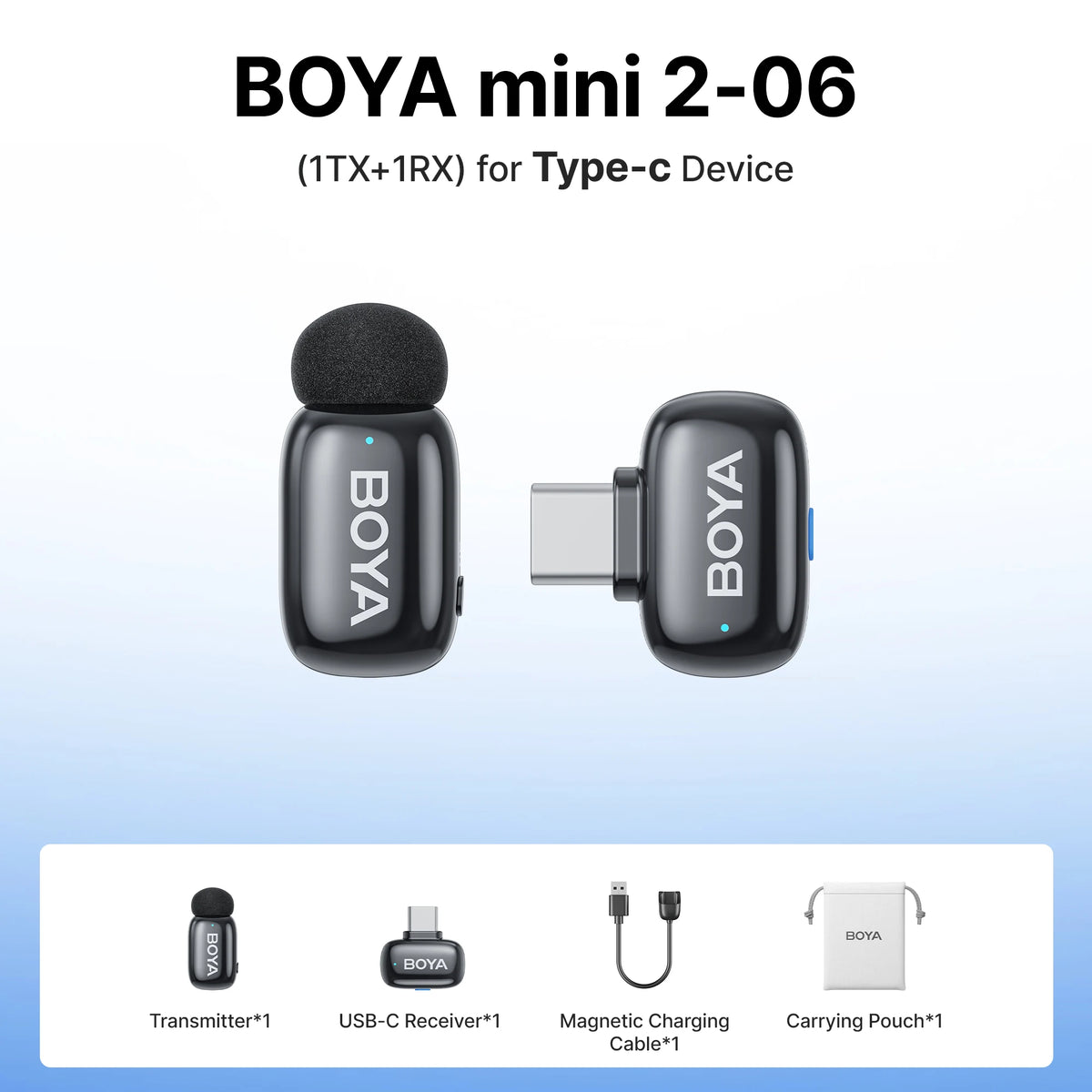 Micrófono de solapa inalámbrico BOYA Mini 2 con reducción de ruido por IA