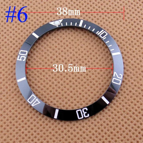 Inserto de bisel de cerámica negro, azul, blanco y verde de 38 mm para reloj automático para hombre Submariner de 40 mm