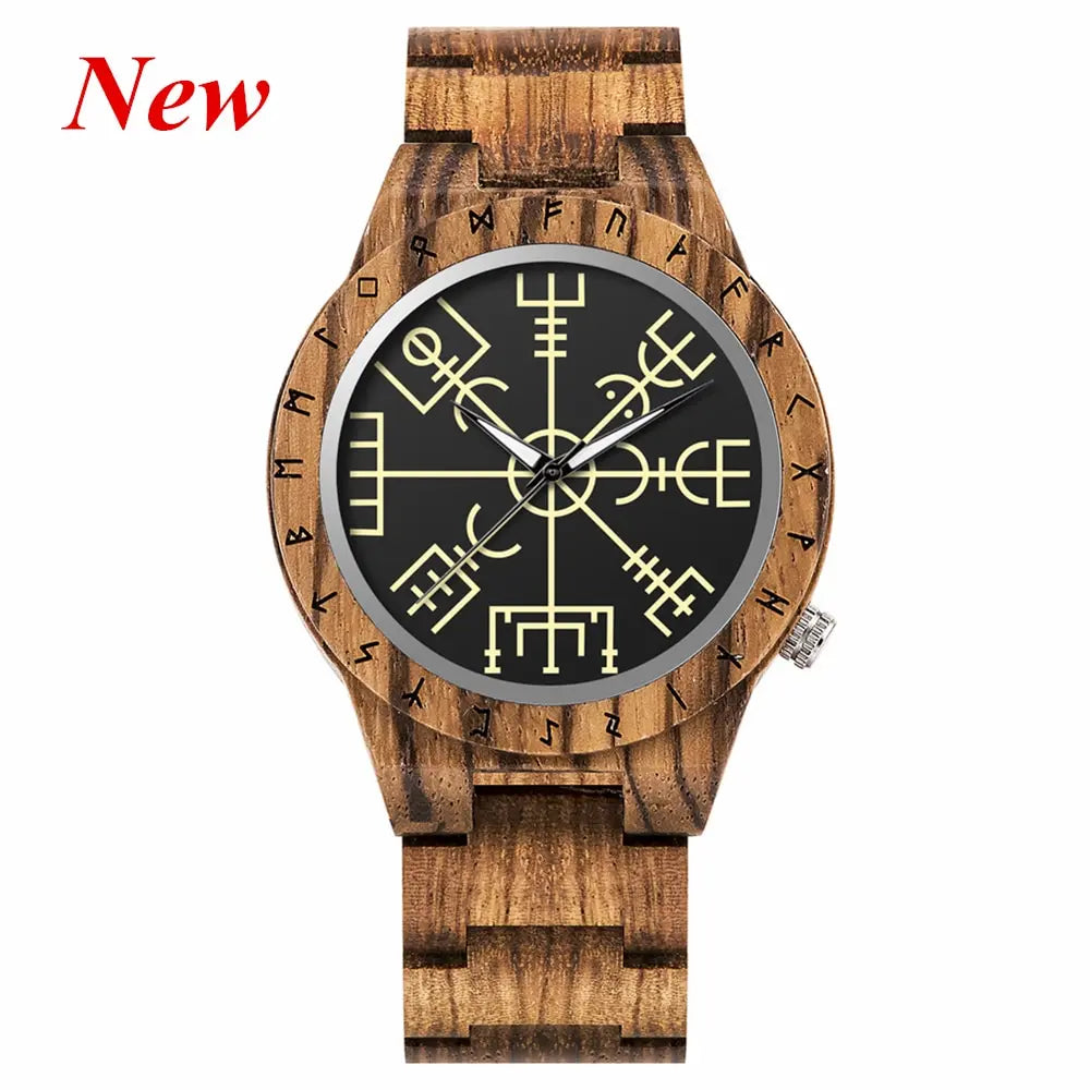 BOBO BIRD Watches for Man Viking Odin Rune Men Quartz Wristwatches Cultural Totem Dail With Wooden Strap Reloj De Hombre