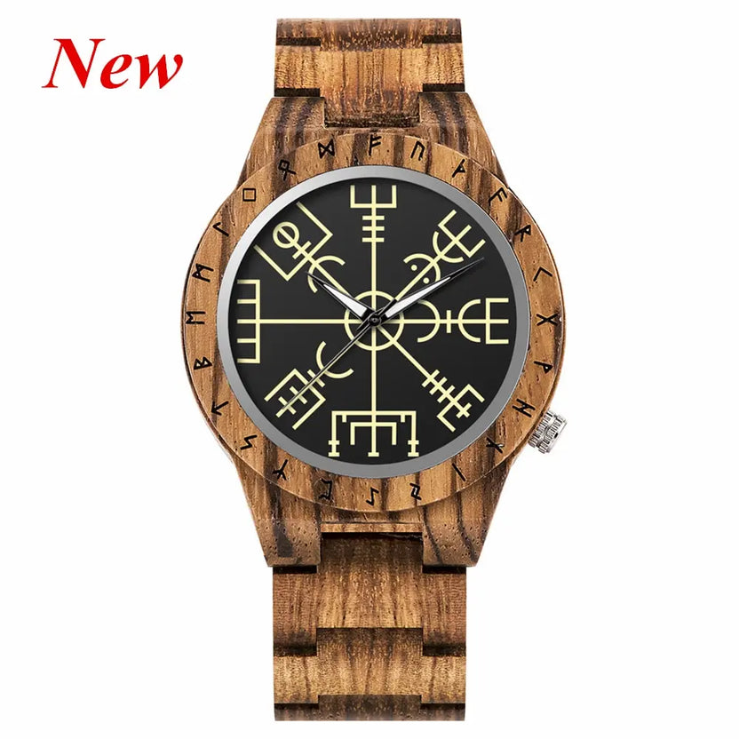 BOBO BIRD Watches for Man Viking Odin Rune Men Quartz Wristwatches Cultural Totem Dail With Wooden Strap Reloj De Hombre