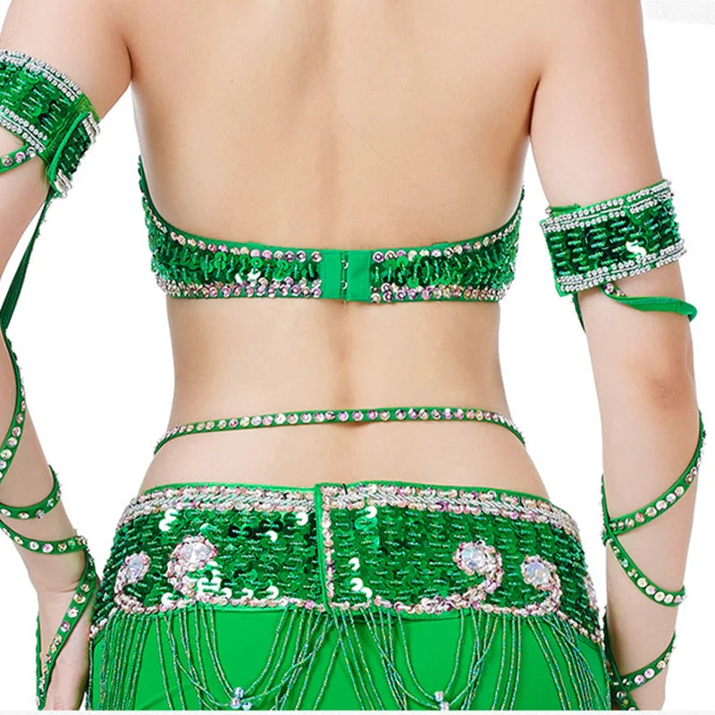 Women's Oriental Belly Dance Costume Bra and Belt Set Polyester