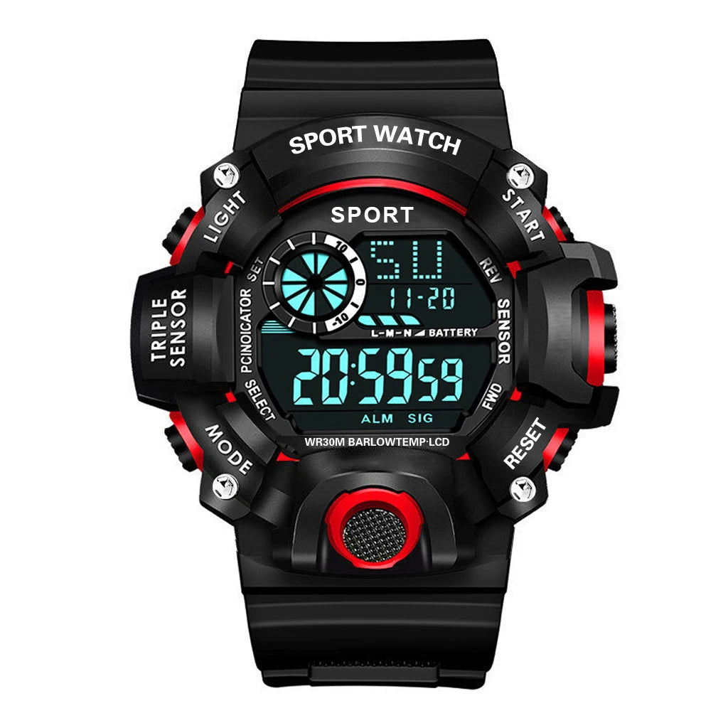 Reloj deportivo electrónico para hombre, esfera grande, multifuncional, resistente al agua, luminoso, con alarma, reloj militar para niño y hombre