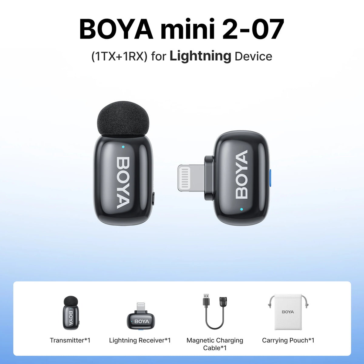 Micrófono de solapa inalámbrico BOYA Mini 2 con reducción de ruido por IA
