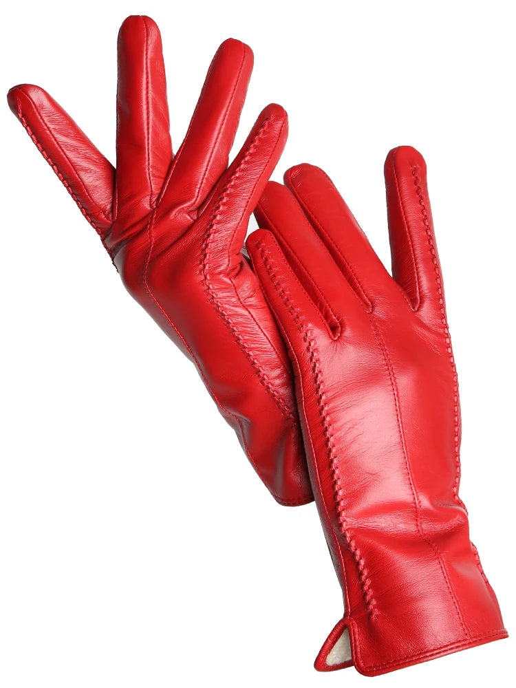 Damen-Lammfellhandschuhe Winter Warm mit Plüschfutter