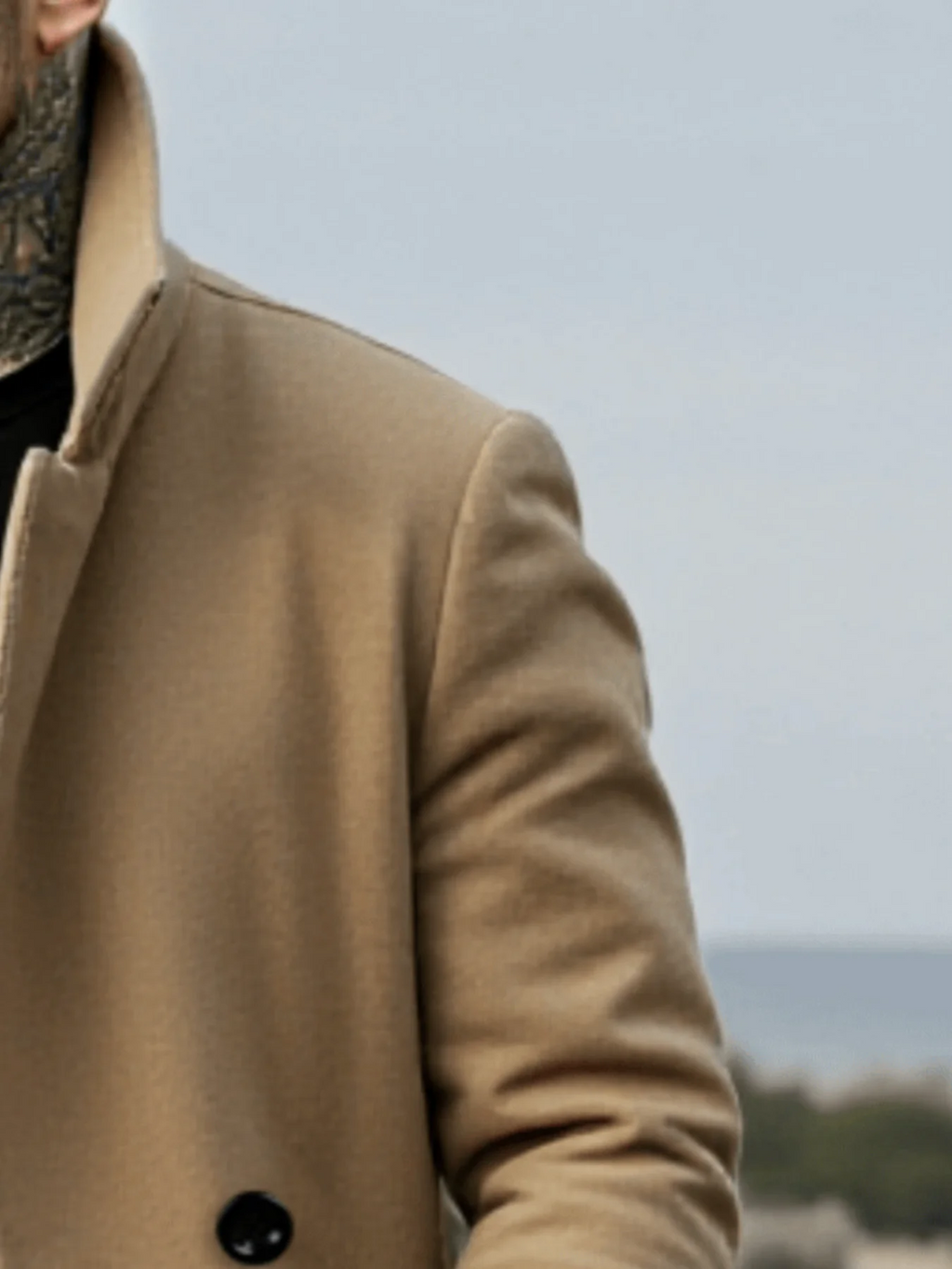 Men's Woolen Double Breasted Mid-Length Winter Coat with Lining