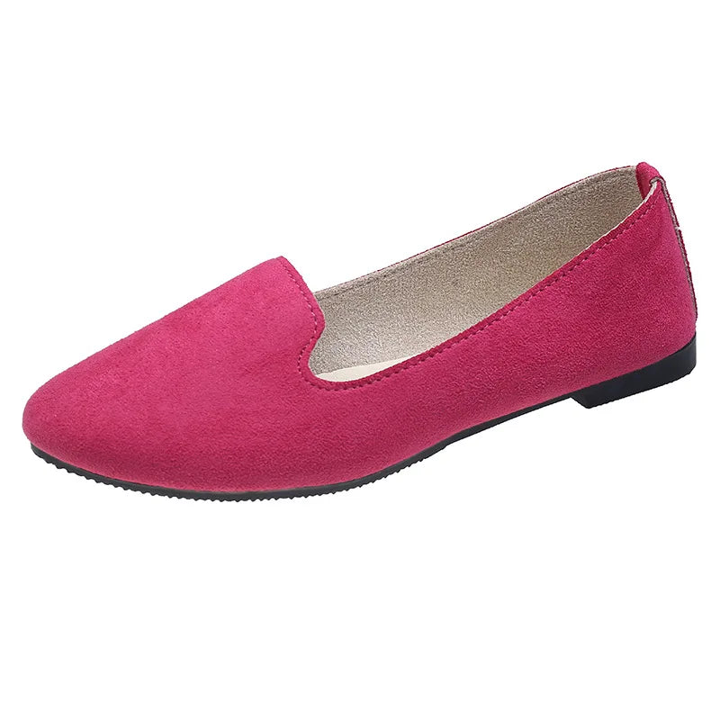 2025 Spring and Autumn Casual Women's Shoes Women's Flat Shoes Women in Candy-Colored Suede Work Shoes WSH2216
