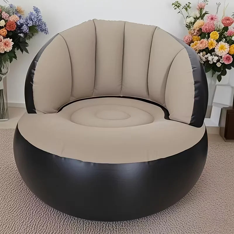Inflatable Sofa With Backrest, Portable Quick-Inflating Foldable Lazy Sofa, PVC Flocking Surface, Suitable for Living Room, Game