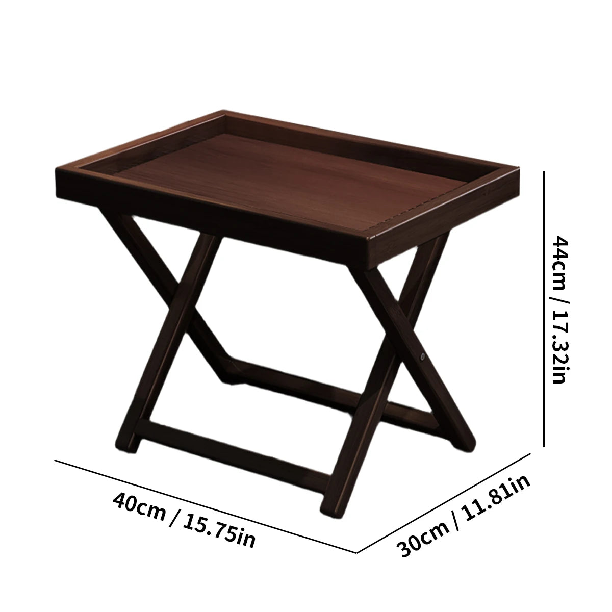 Klappbarer Outdoor-Beistelltisch aus Bambus in Teefarben – 40 cm x 30 cm, wetterfest und leicht für Camping und Terrasse