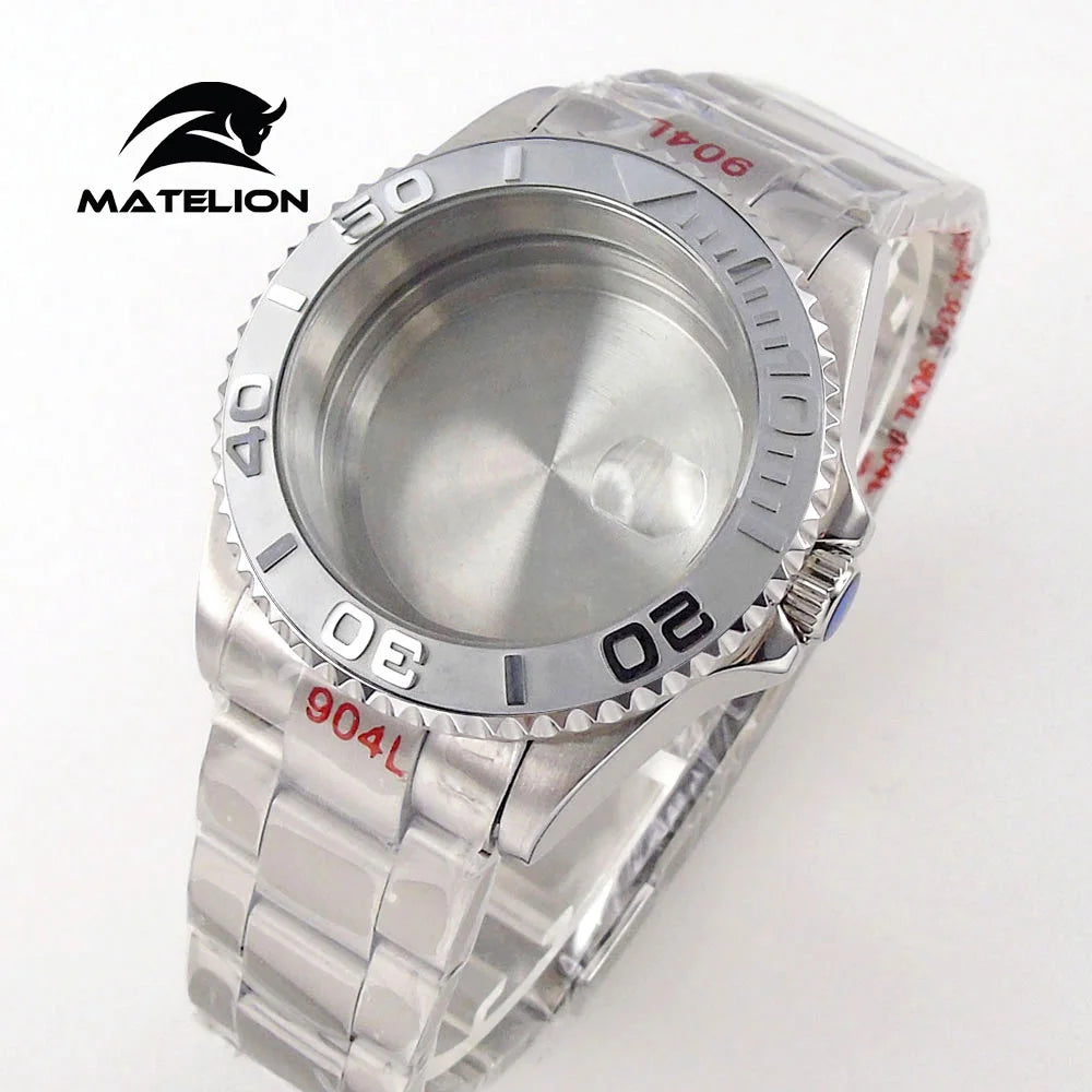 Koperta do zegarka Matelion 20ATM Dive 40mm SUB, pasuje do mechanizmów NH35, NH34 GMT, ETA 2824, PT5000, stalowa bransoleta, szafirowe szkło, 120 kliknięć, przesuwane zapięcie