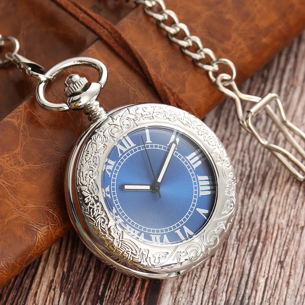 Reloj de bolsillo mecánico automático Steampunk YISUYA con esfera azul