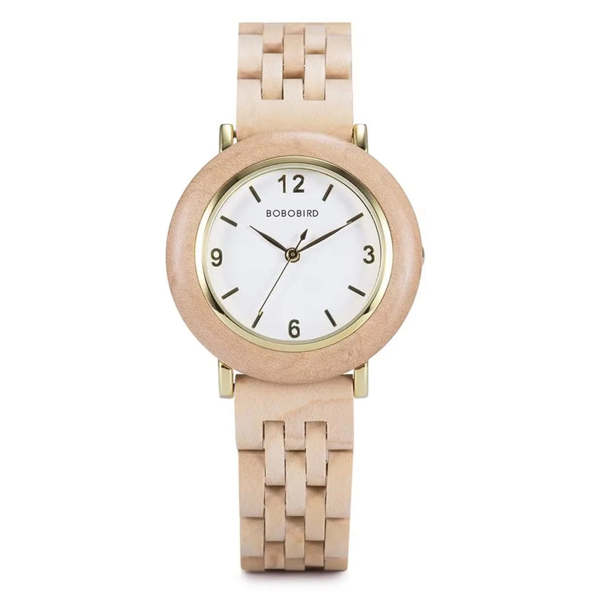 Damski zegarek drewniany BOBO BIRD modny luksusowy zegarek naręczny z japońskim mechanizmem kwarcowym prezent na rocznicę w pudełku personalizowany dropshipping