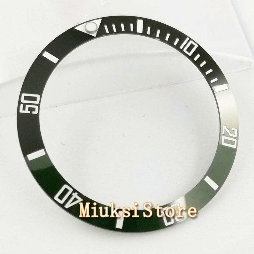 Inserto de bisel de cerámica negro, azul, blanco y verde de 38 mm para reloj automático para hombre Submariner de 40 mm