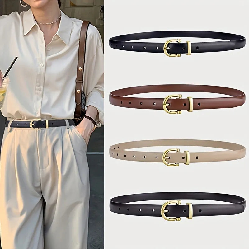 New Women's Fashionable Thin Buckle Belt, Detachable Double Side Denim Belt as a Gift for Mothers and Girlfriends