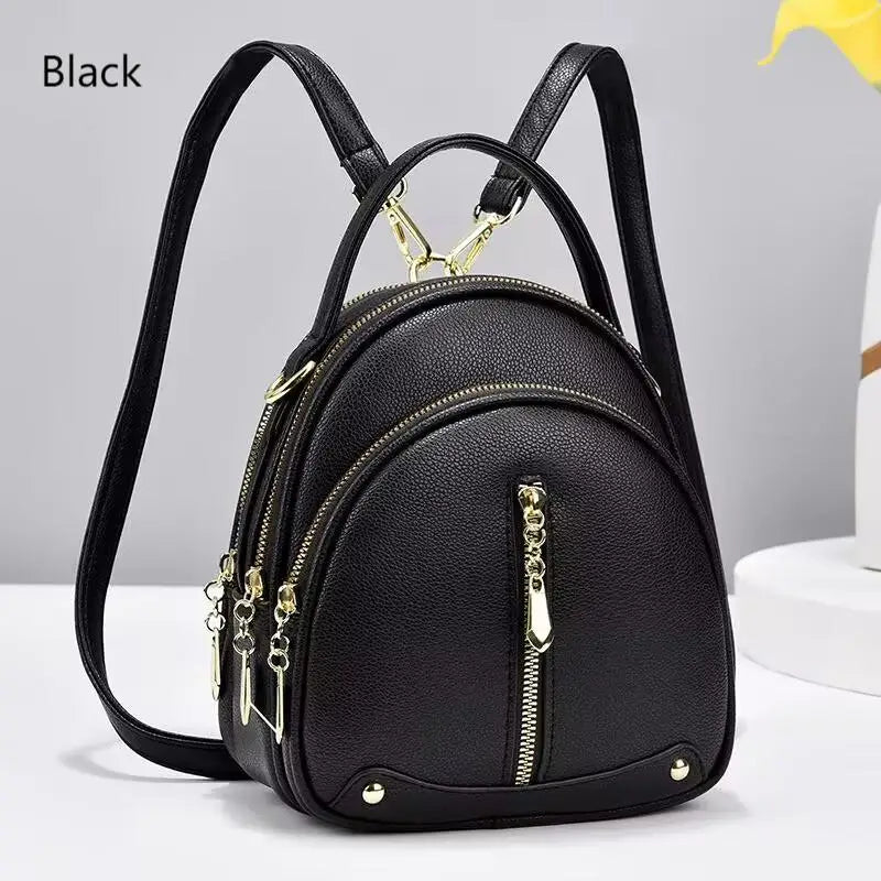 Lightweight Small PU Leather Backpack for Women 3-Way Convertible Crossbody Bag