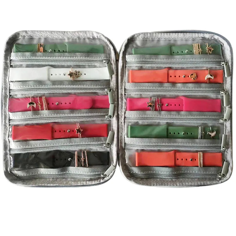 Caja organizadora portátil impermeable para guardar relojes y correas, estuche de almacenamiento para hombres y mujeres, compatible con Apple Watch y otros relojes.