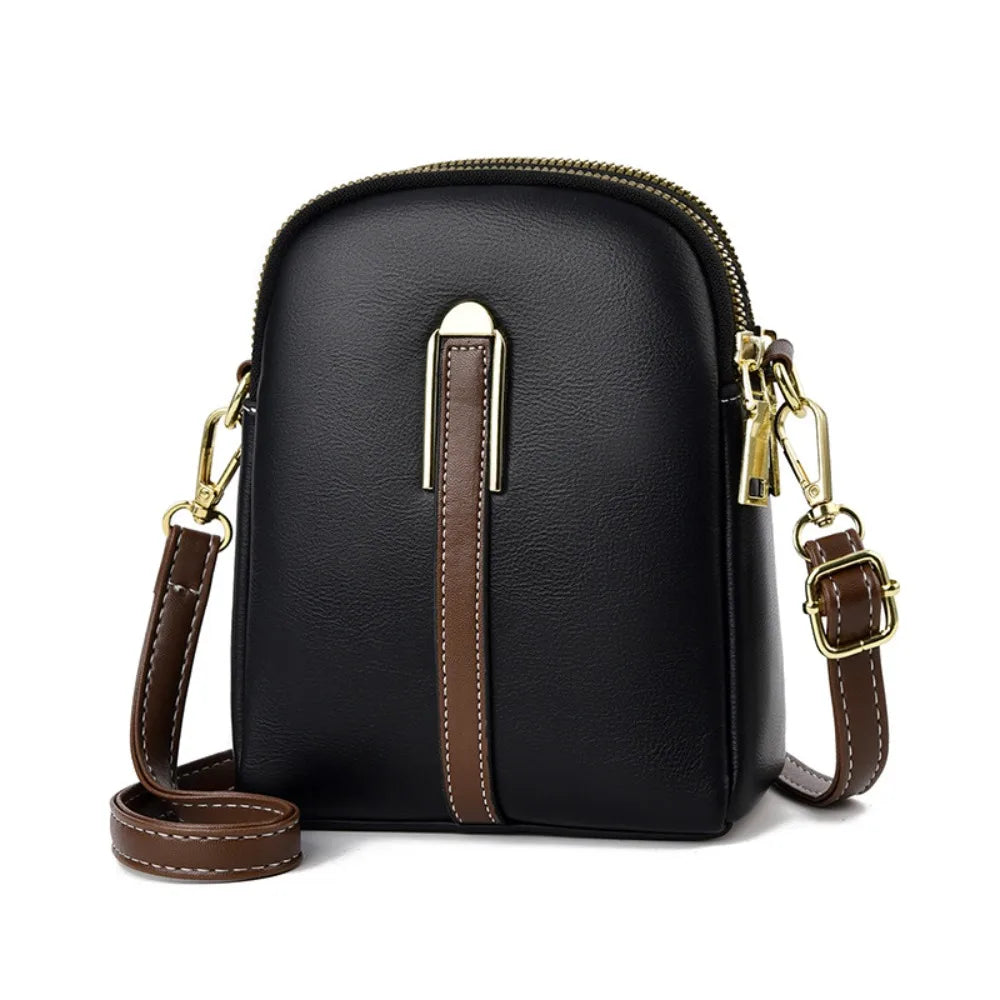 Retro Mini Women's PU Leather Crossbody Shoulder Bag with Zipper
