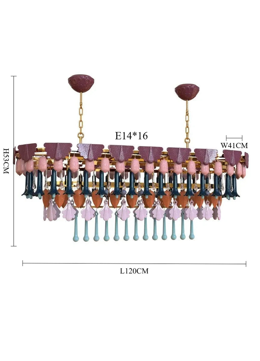 Vintage Ceramic Color Chandelier Macaron Crystal Pendant Light for Bedroom Living Room Hotel Creative Glass Art LED Pendant Lamp