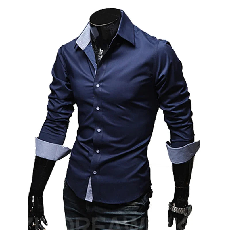 Slim Fit Mens Striped Shirts 2025 Long Sleeve Gray Male Striped Shirts Camisa Social Clothes Chemise Homme Camisas Para Hombre