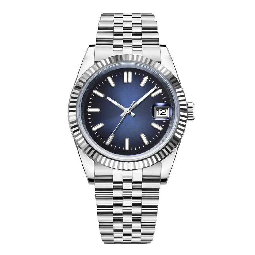 Męski zegarek z personalizowanym logo, mechanizm NH35, 36mm/39mm, szafirowe szkło, złoty zegarek, mechaniczny zegarek na rękę, wodoszczelność 100M, Reloj Hombre
