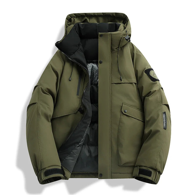 Men's Slim Fit Hooded Cotton and Polyester Winter Parka Jacket