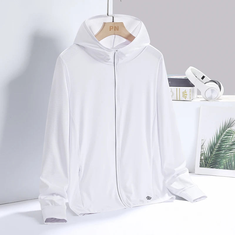 YJKVUR Sudadera con capucha unisex de verano con protección solar UV UPF 50+, chaqueta ligera de manga larga para hombre y mujer, para senderismo y actividades al aire libre