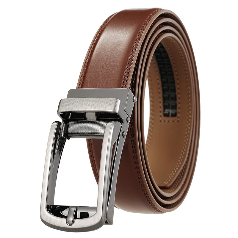 2022 Men's Genuine Leather Belt Hard Alloy Automatic Buckle Natural Cowhide 31mm Business Belt for Male Suit Non-Porous Girdle