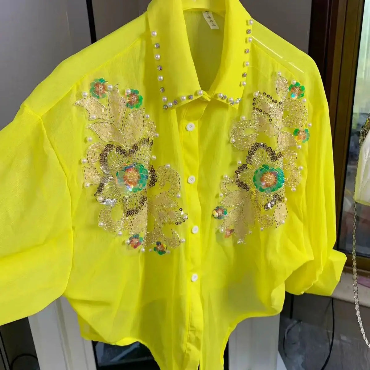 Sparkle Sequines Embroidery Blouses Shirts for Women Cardigans Spring Summer Sunscreen Top Korean Popular Clothes