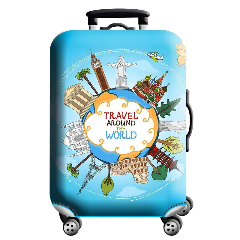Thick Elastic World Map Luggage Protective Cover Zipper Suit for 18-32 Inch Bag Suitcase Covers Trolley Cover Travel Accessories