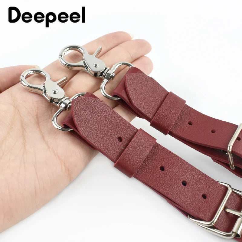 Deepeel 2.5cm Wide Faux Leather Men's Suspenders 2 Clip Hooks Adjust Strap Harness Man Braces Adult Costume Suspender Jockstrap