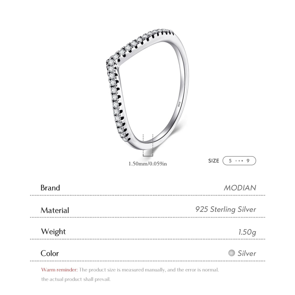 Modian 3 Style Real 925 Sterling Silver Stackable Simple Ring Clear CZ Fashion Instagram Jewelry for Women Couple Gift Rings