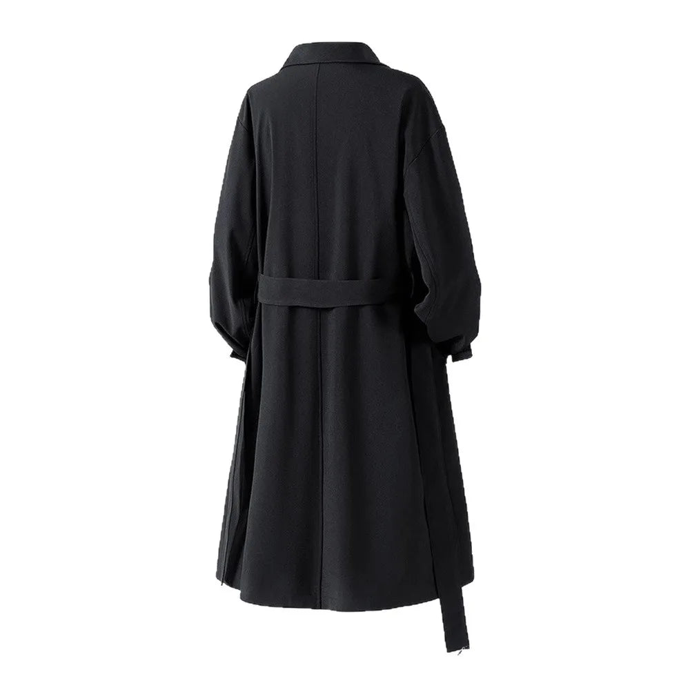 Gabardina larga de hombre estilo vintage americano para otoño 2025, abrigo impermeable tipo trench por debajo de la rodilla, estilo urbano casual retro