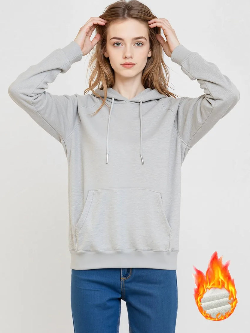 LEGIBLE Damska bluza z kapturem jesienno-zimowa oversize, ocieplana, luźna bluza z polarem